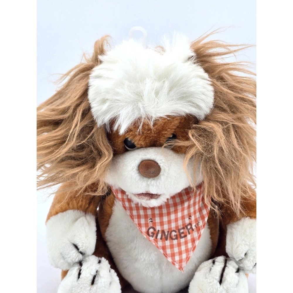 Vintage Mighty Star Puppy Dog Plush 10" Brown Sitting Korea #4514 Stuffed Animal